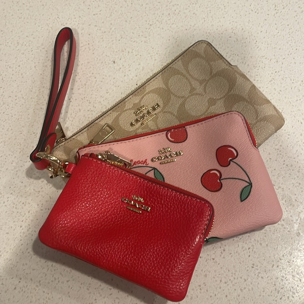 Coach 3 mini wallets cherry